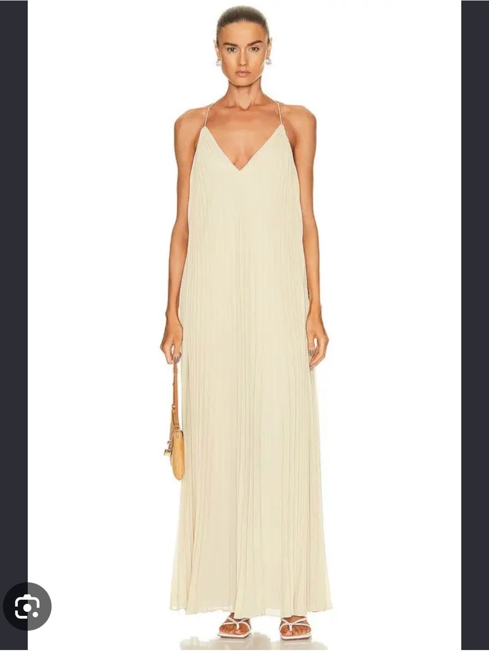 Jonathan Simkhai Cream Pleated Spaghetti-Strap Maxi Dress